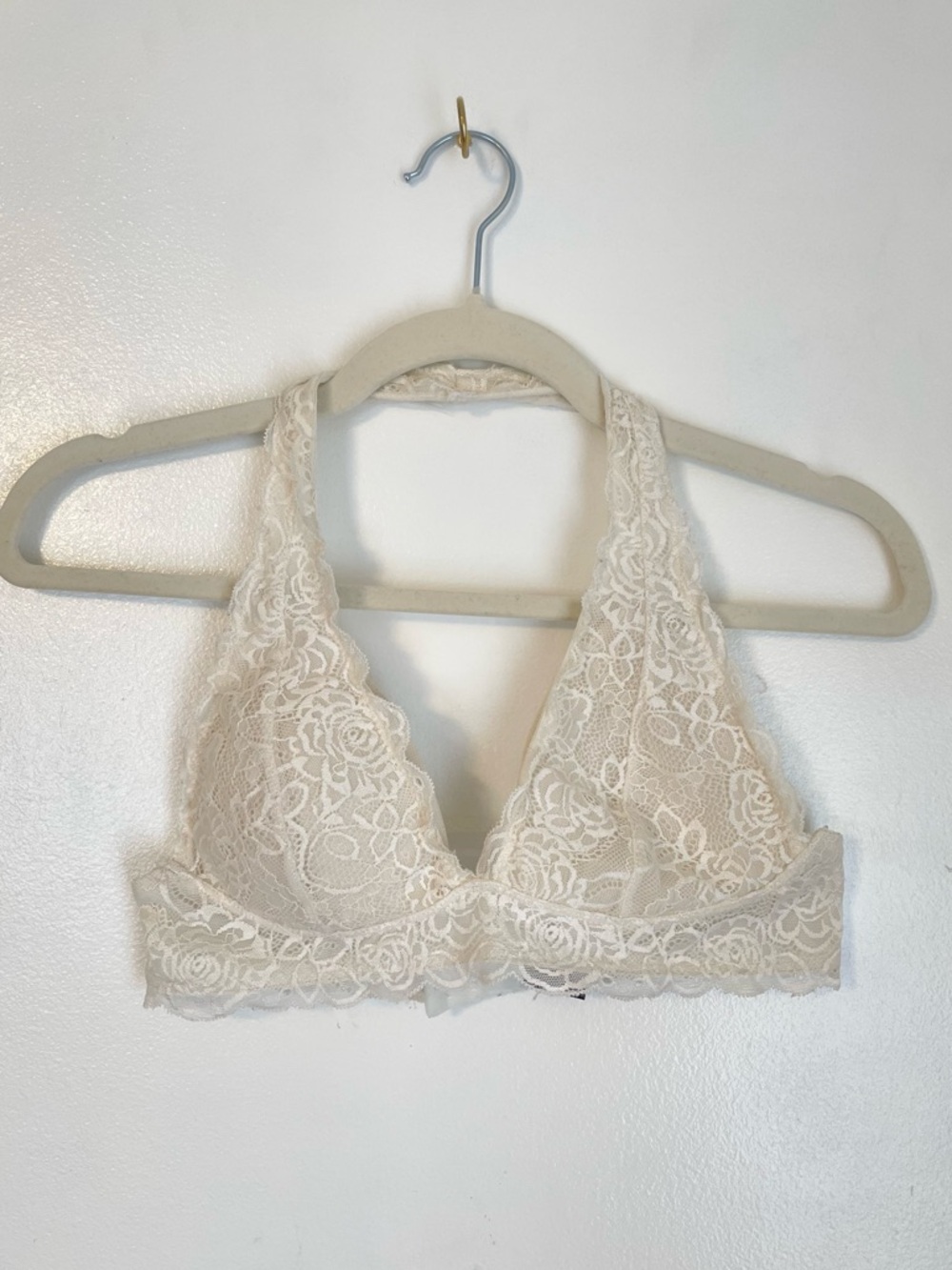 White lace halter bralette